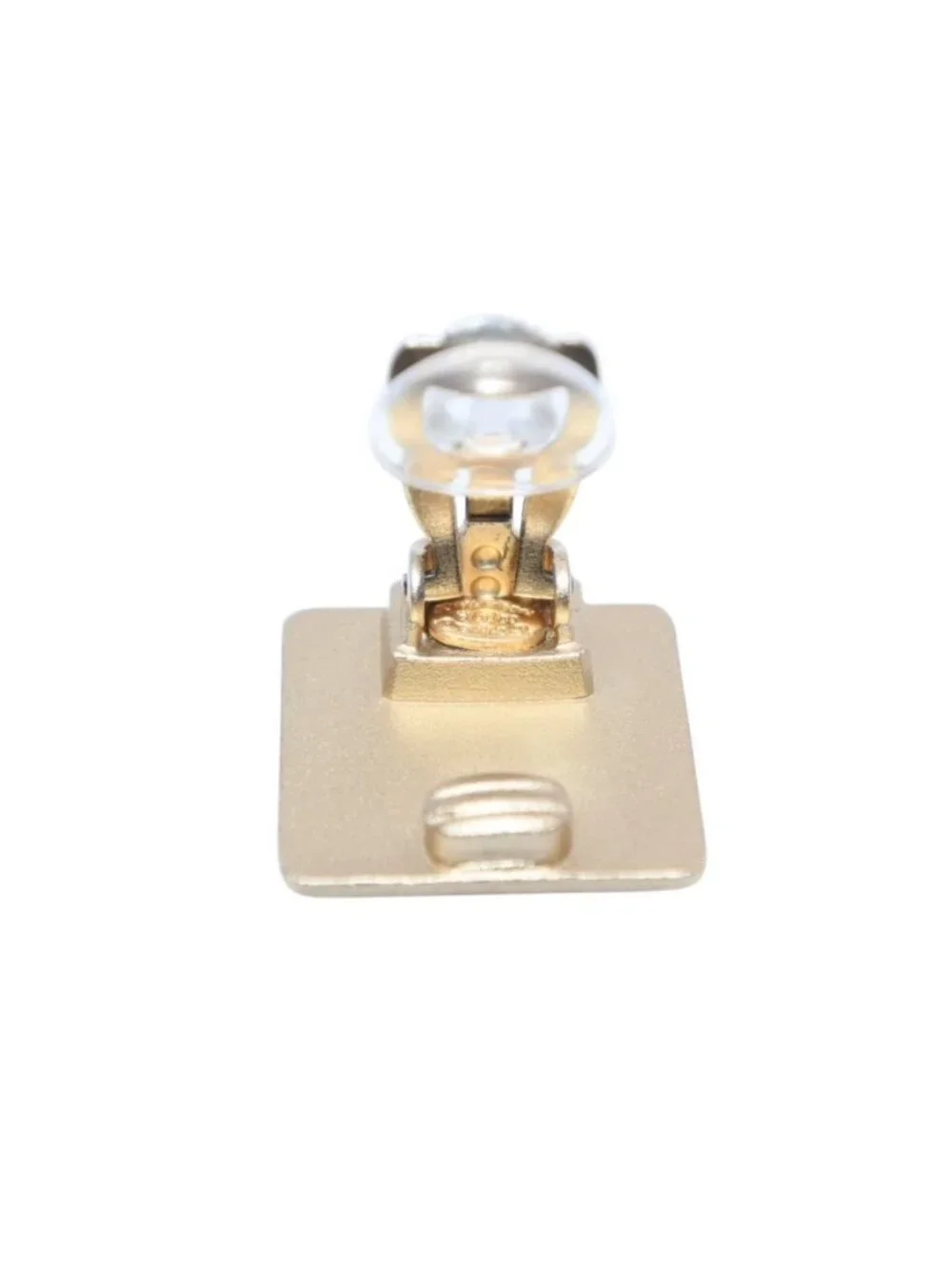 Chanel Earrings Logo Turnlock Square CC Gold Clip on CC
